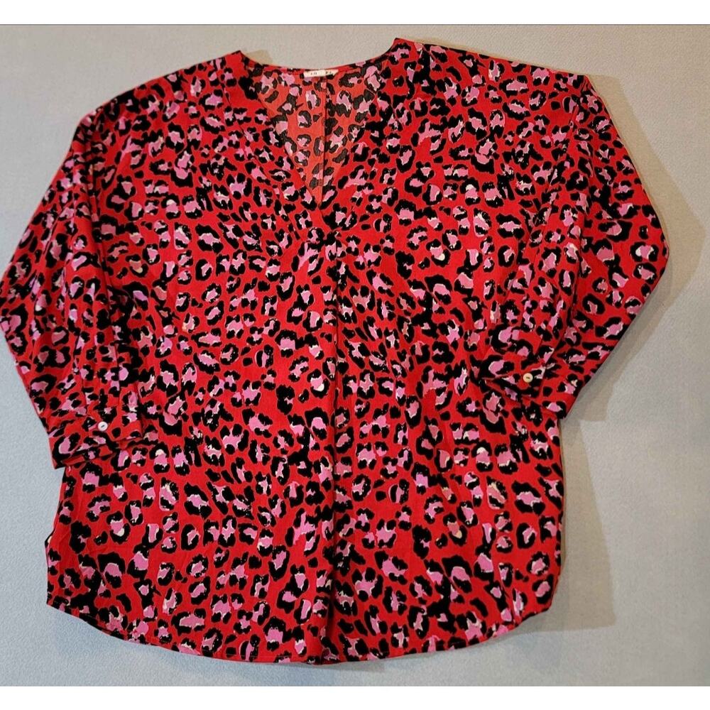 Jodifl Leopard Print Blouse Small Red Pink Black
